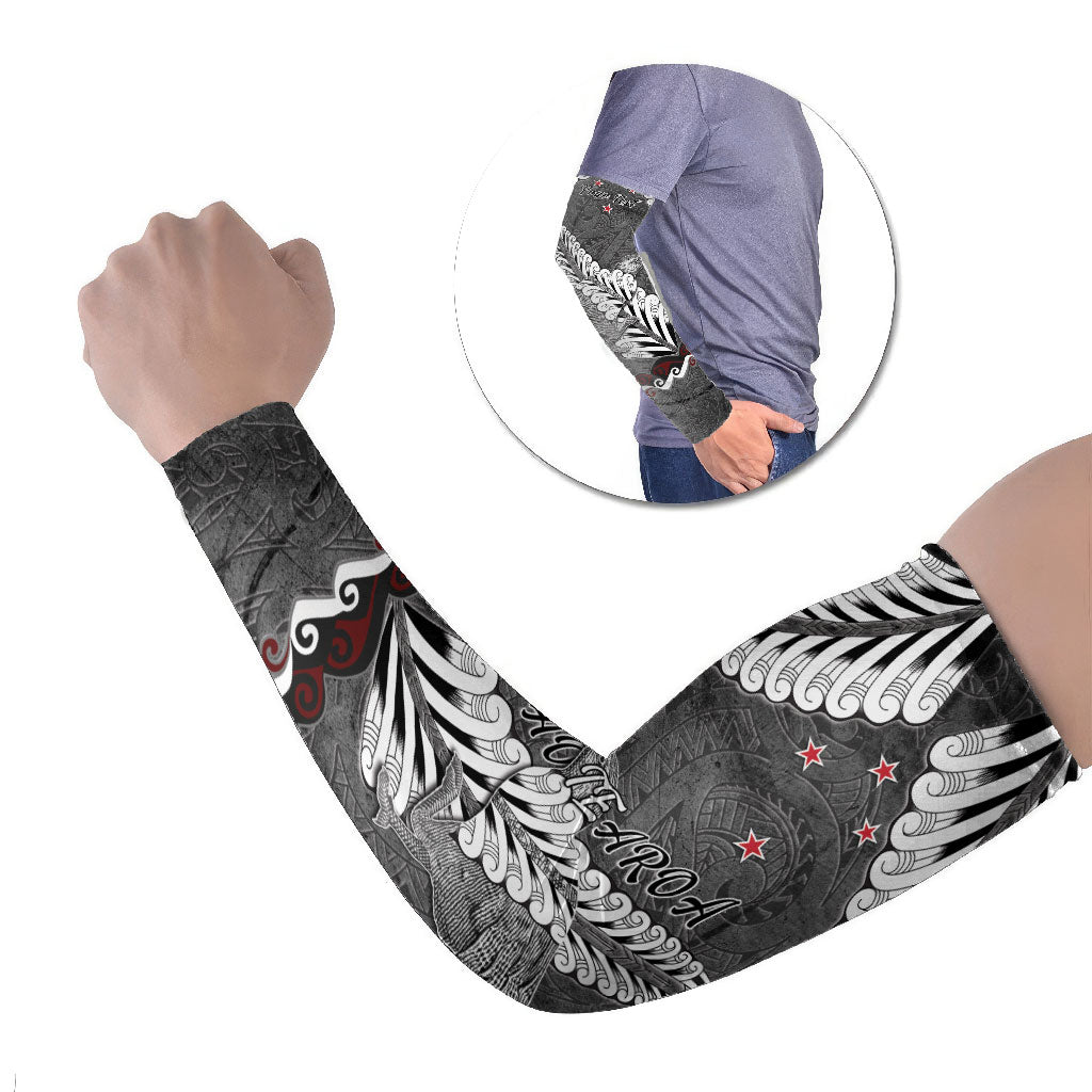 New Zealand Weka Personalised Arm Sleeves Aotearoa Hen Silver Fern Maori Pattern