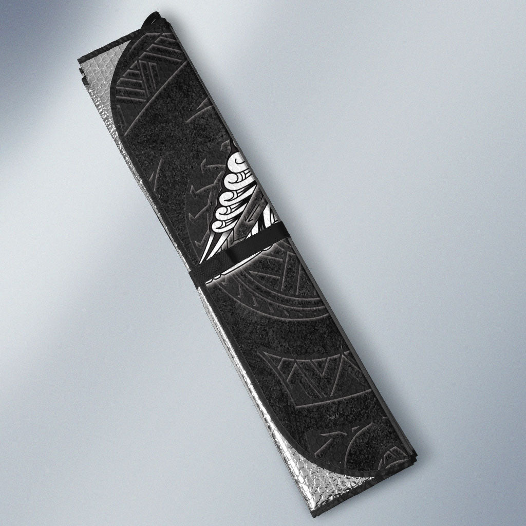New Zealand Weka Personalised Auto Sun Shade Aotearoa Hen Silver Fern Maori Pattern