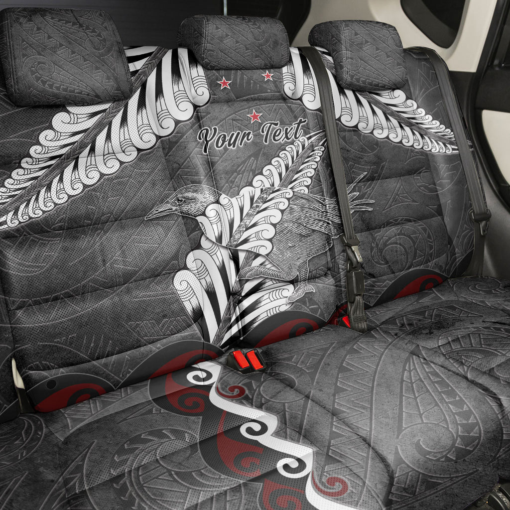 New Zealand Weka Personalised Back Car Seat Cover Aotearoa Hen Silver Fern Maori Pattern