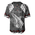 New Zealand Weka Personalised Baseball Jersey Aotearoa Hen Silver Fern Maori Pattern