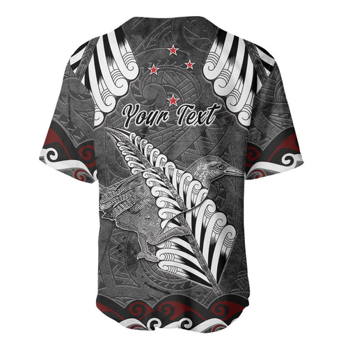New Zealand Weka Personalised Baseball Jersey Aotearoa Hen Silver Fern Maori Pattern