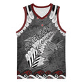New Zealand Weka Personalised Basketball Jersey Aotearoa Hen Silver Fern Maori Pattern