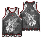 New Zealand Weka Personalised Basketball Jersey Aotearoa Hen Silver Fern Maori Pattern