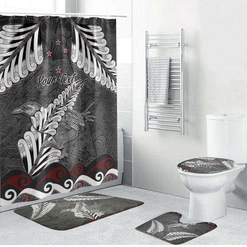 New Zealand Weka Personalised Bathroom Set Aotearoa Hen Silver Fern Maori Pattern