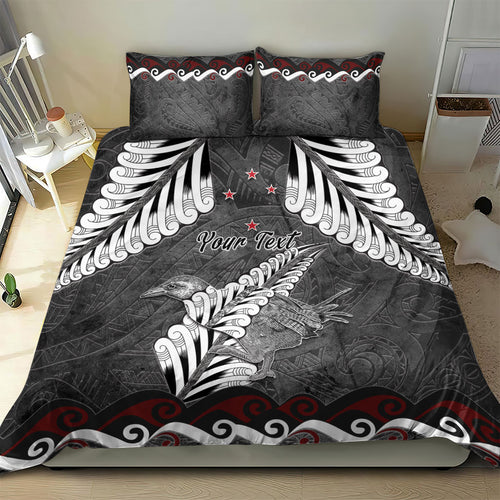 New Zealand Weka Personalised Bedding Set Aotearoa Hen Silver Fern Maori Pattern
