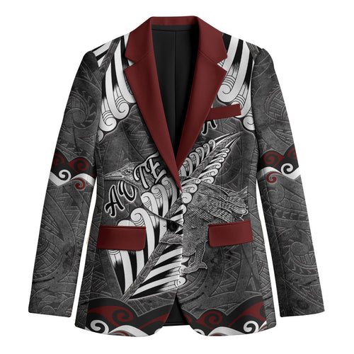New Zealand Weka Personalised Blazer Aotearoa Hen Silver Fern Maori Pattern