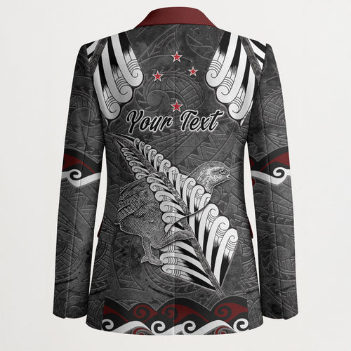 New Zealand Weka Personalised Blazer Aotearoa Hen Silver Fern Maori Pattern