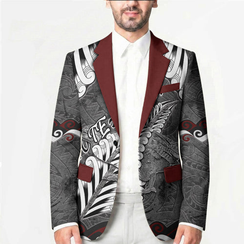 New Zealand Weka Personalised Blazer Aotearoa Hen Silver Fern Maori Pattern