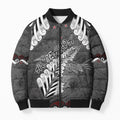 New Zealand Weka Personalised Bomber Puffer Jacket Aotearoa Hen Silver Fern Maori Pattern