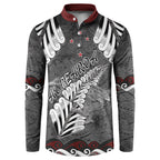 New Zealand Weka Personalised Button Sweatshirt Aotearoa Hen Silver Fern Maori Pattern