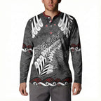 New Zealand Weka Personalised Button Sweatshirt Aotearoa Hen Silver Fern Maori Pattern