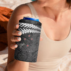 New Zealand Weka Personalised 4 in 1 Can Cooler Tumbler Aotearoa Hen Silver Fern Maori Pattern