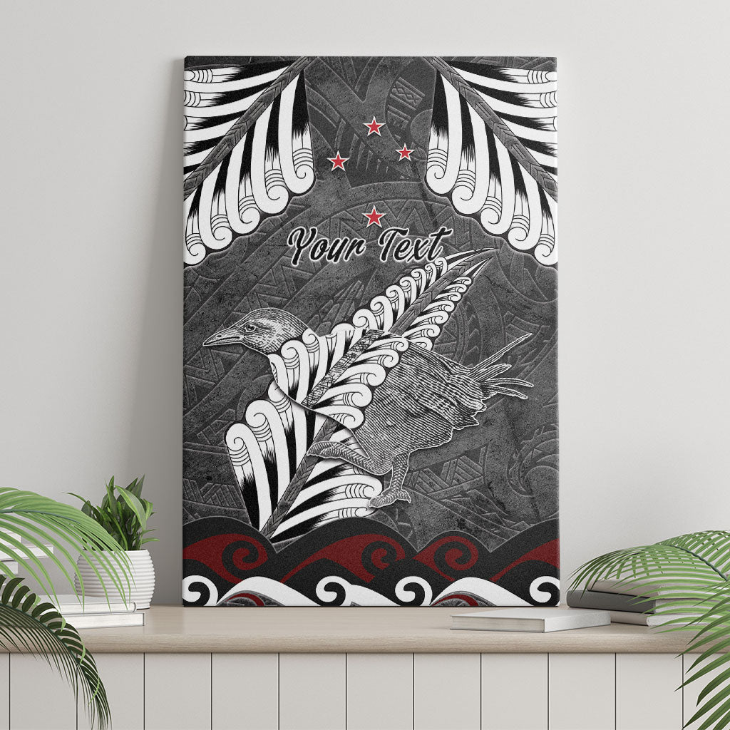 New Zealand Weka Personalised Canvas Wall Art Aotearoa Hen Silver Fern Maori Pattern