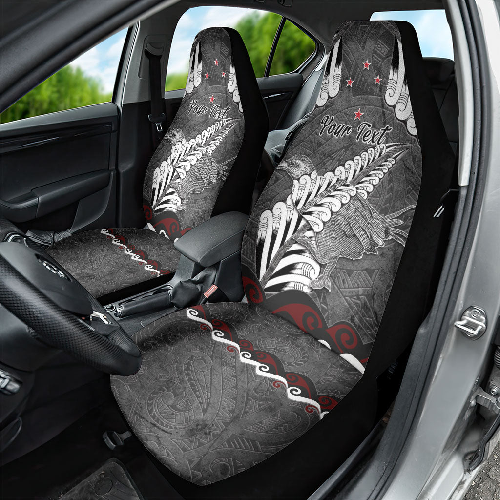 New Zealand Weka Personalised Car Seat Cover Aotearoa Hen Silver Fern Maori Pattern