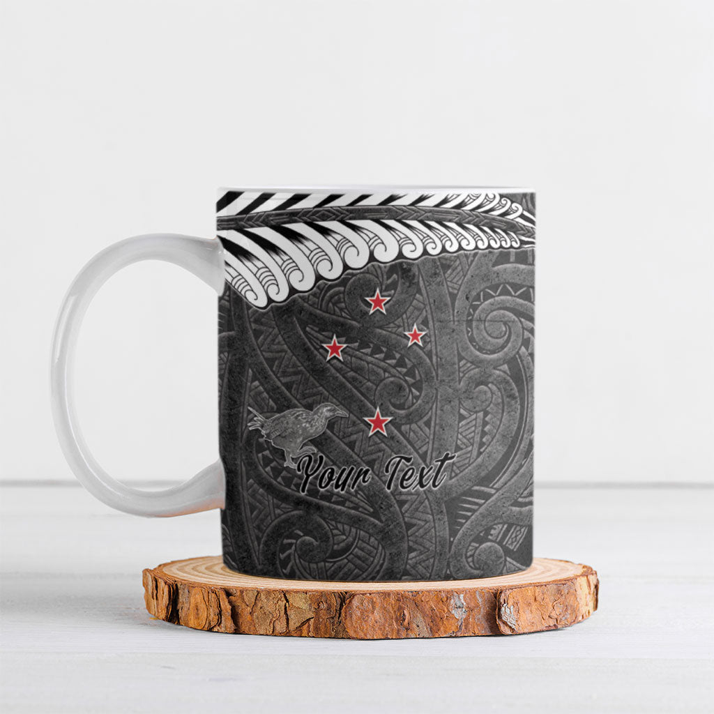 New Zealand Weka Personalised Ceramic Mug Aotearoa Hen Silver Fern Maori Pattern