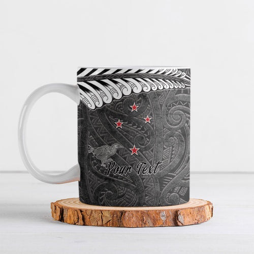 New Zealand Weka Personalised Ceramic Mug Aotearoa Hen Silver Fern Maori Pattern