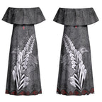 New Zealand Weka Personalised Couples Matching Off Shoulder Maxi Dress and Hawaiian Shirt Aotearoa Hen Silver Fern Maori Pattern LT22
