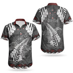 New Zealand Weka Personalised Couples Matching Off Shoulder Short Dress and Hawaiian Shirt Aotearoa Hen Silver Fern Maori Pattern LT22