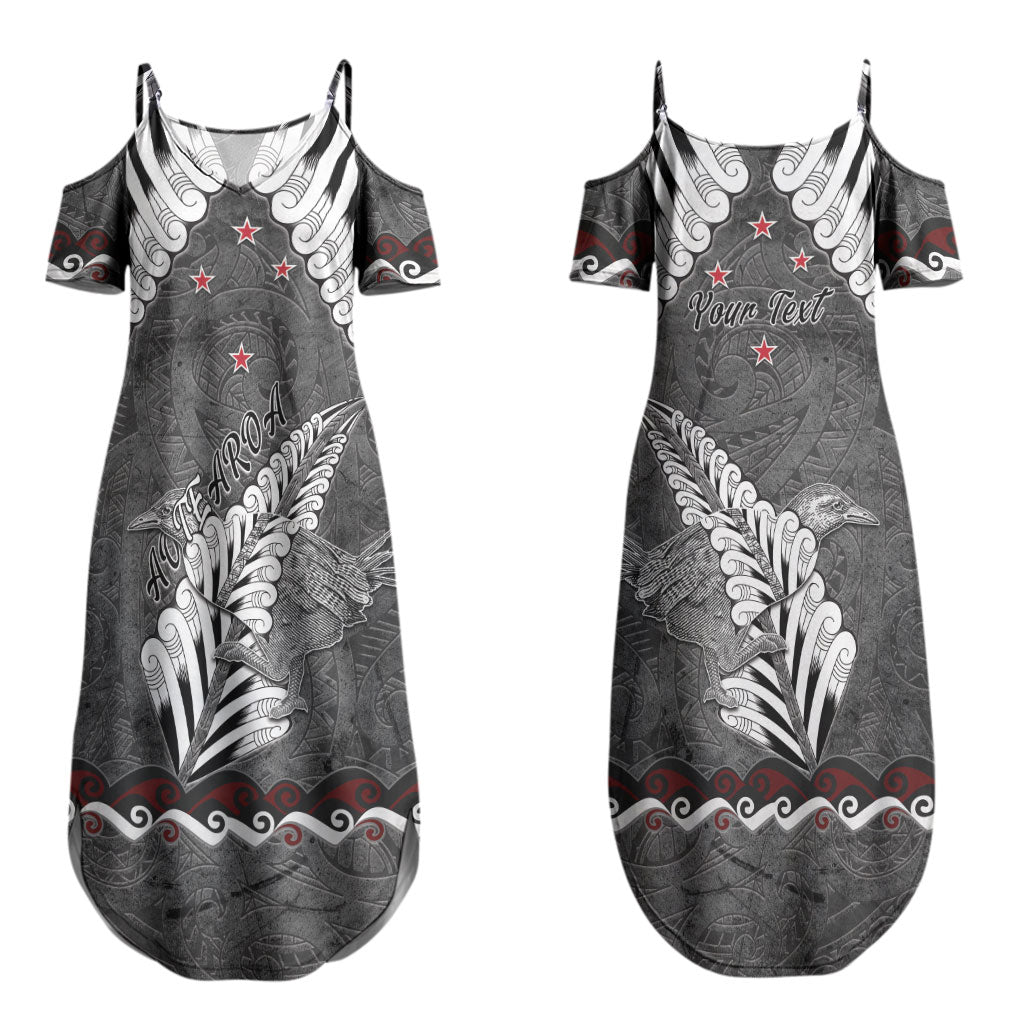 New Zealand Weka Personalised Couples Matching Summer Maxi Dress and Hawaiian Shirt Aotearoa Hen Silver Fern Maori Pattern LT22