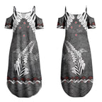 New Zealand Weka Personalised Couples Matching Summer Maxi Dress and Hawaiian Shirt Aotearoa Hen Silver Fern Maori Pattern LT22