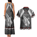 New Zealand Weka Personalised Couples Matching Tank Maxi Dress and Hawaiian Shirt Aotearoa Hen Silver Fern Maori Pattern