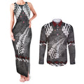 New Zealand Weka Personalised Couples Matching Tank Maxi Dress and Long Sleeve Button Shirt Aotearoa Hen Silver Fern Maori Pattern
