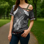New Zealand Weka Personalised Cross Shoulder Shirt Aotearoa Hen Silver Fern Maori Pattern