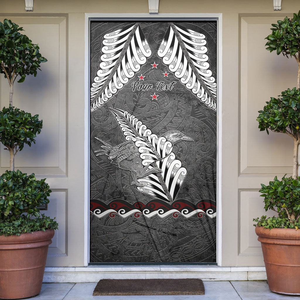 New Zealand Weka Personalised Door Cover Aotearoa Hen Silver Fern Maori Pattern