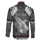 New Zealand Weka Personalised Family Matching Off The Shoulder Long Sleeve Dress and Hawaiian Shirt Aotearoa Hen Silver Fern Maori Pattern