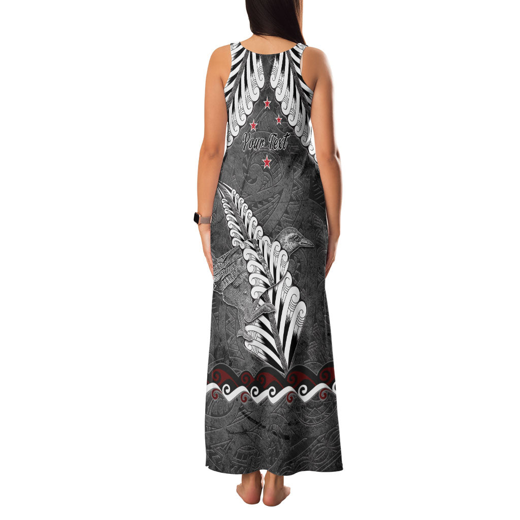 New Zealand Weka Personalised Family Matching Tank Maxi Dress and Hawaiian Shirt Aotearoa Hen Silver Fern Maori Pattern