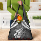 New Zealand Weka Personalised Grocery Bag Aotearoa Hen Silver Fern Maori Pattern