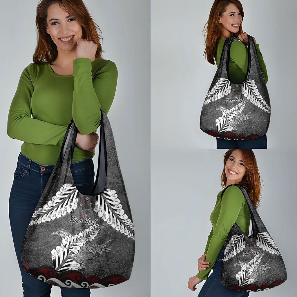 New Zealand Weka Personalised Grocery Bag Aotearoa Hen Silver Fern Maori Pattern