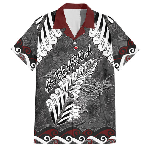 New Zealand Weka Personalised Hawaiian Shirt Aotearoa Hen Silver Fern Maori Pattern