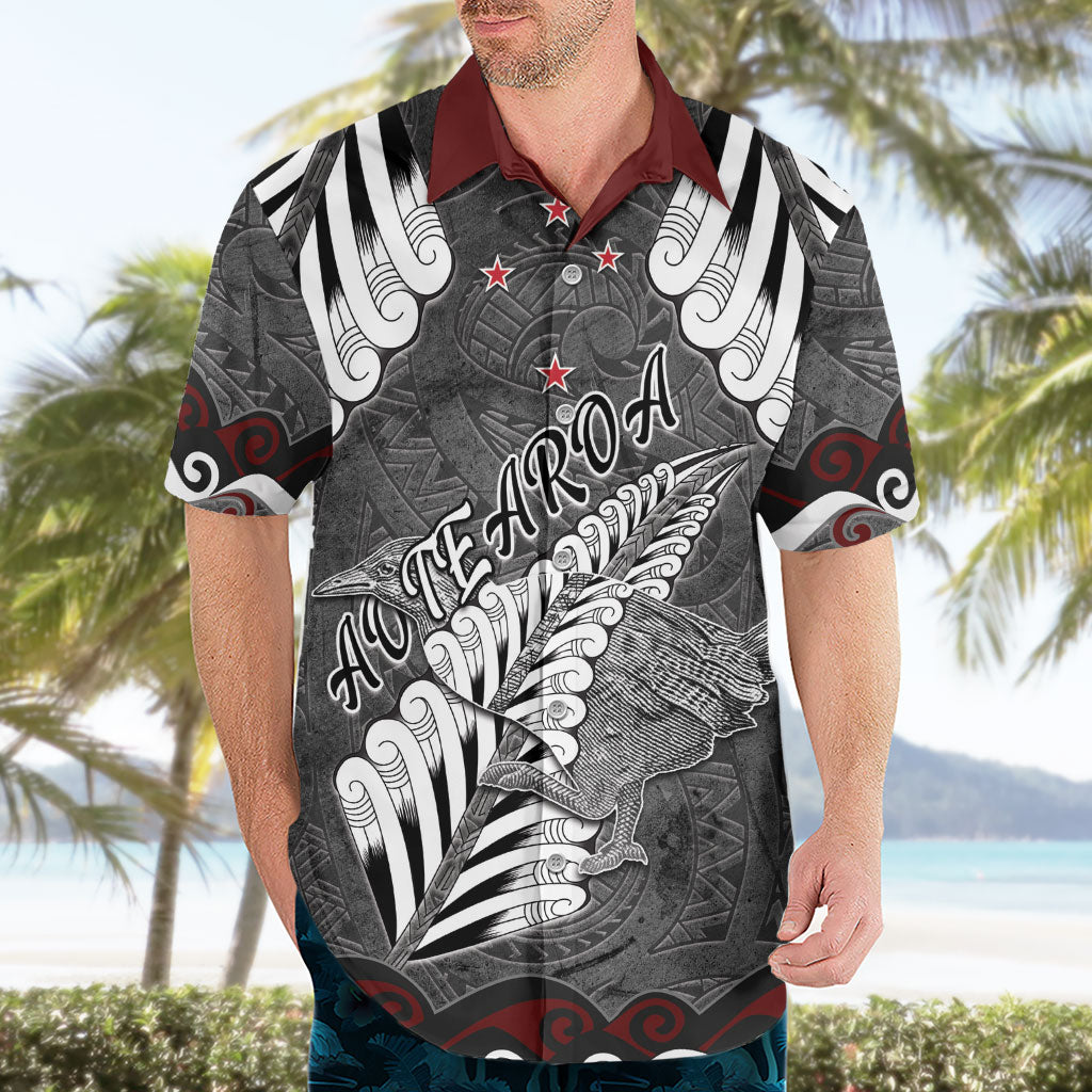 New Zealand Weka Personalised Hawaiian Shirt Aotearoa Hen Silver Fern Maori Pattern
