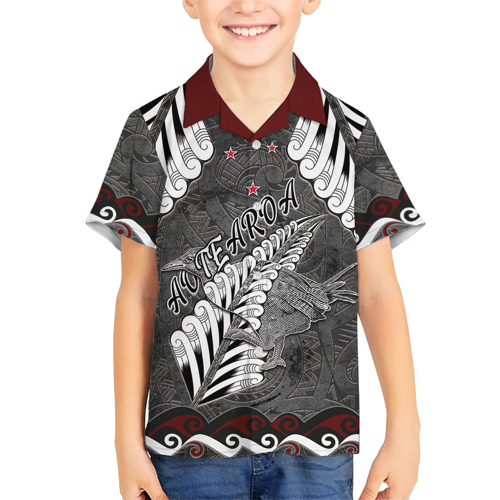 New Zealand Weka Personalised Hawaiian Shirt Aotearoa Hen Silver Fern Maori Pattern