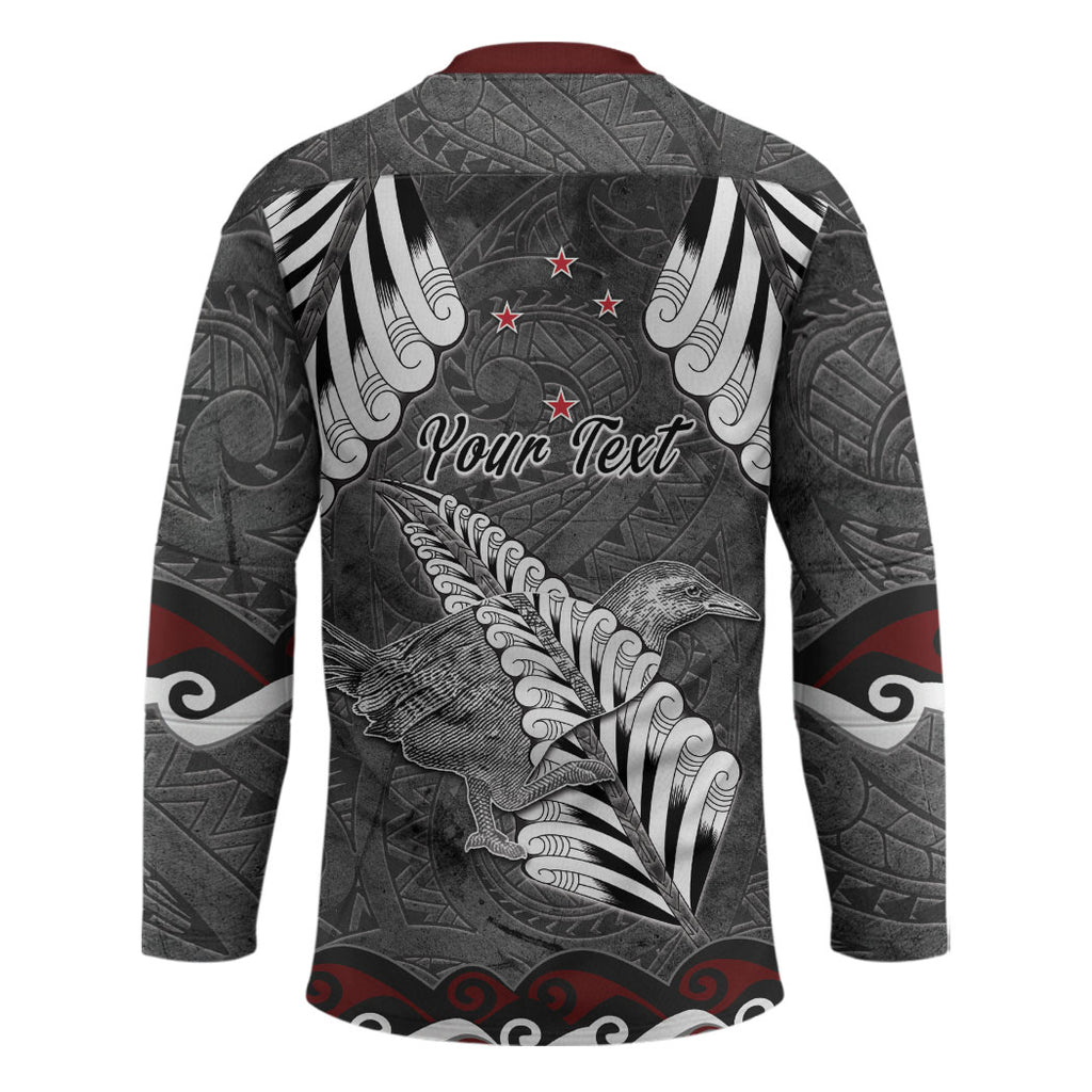 New Zealand Weka Personalised Hockey Jersey Aotearoa Hen Silver Fern Maori Pattern