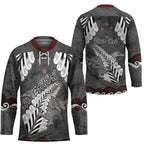 New Zealand Weka Personalised Hockey Jersey Aotearoa Hen Silver Fern Maori Pattern