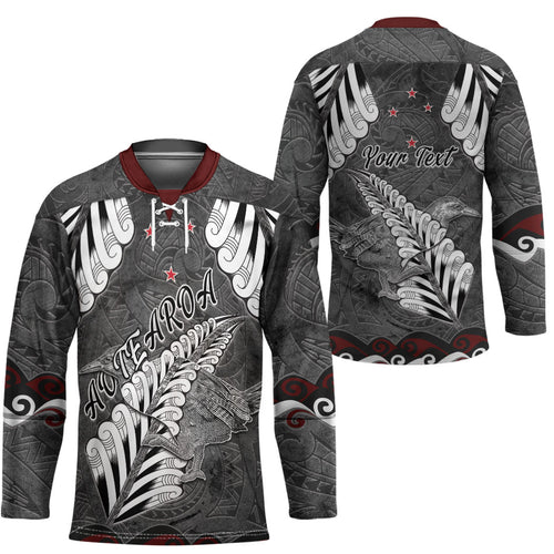New Zealand Weka Personalised Hockey Jersey Aotearoa Hen Silver Fern Maori Pattern