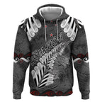 New Zealand Weka Personalised Hoodie Aotearoa Hen Silver Fern Maori Pattern