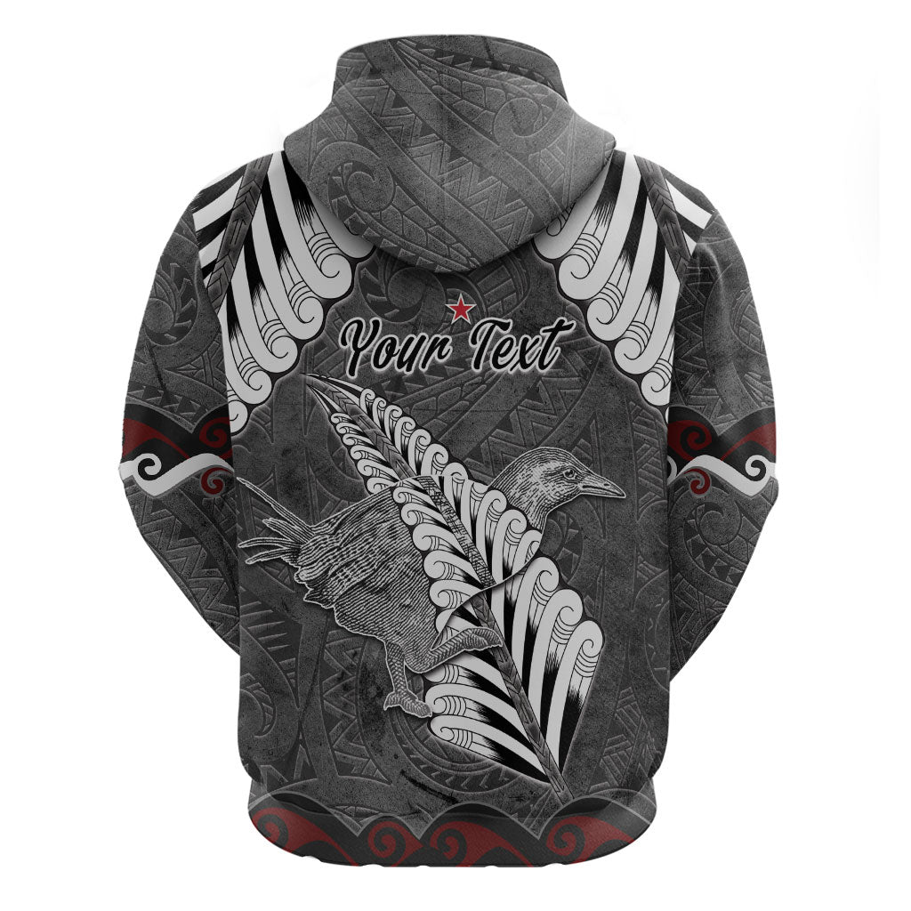 New Zealand Weka Personalised Hoodie Aotearoa Hen Silver Fern Maori Pattern
