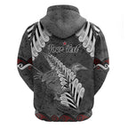 New Zealand Weka Personalised Hoodie Aotearoa Hen Silver Fern Maori Pattern