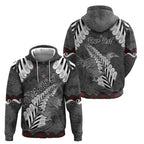 New Zealand Weka Personalised Hoodie Aotearoa Hen Silver Fern Maori Pattern
