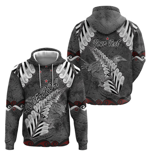 New Zealand Weka Personalised Hoodie Aotearoa Hen Silver Fern Maori Pattern