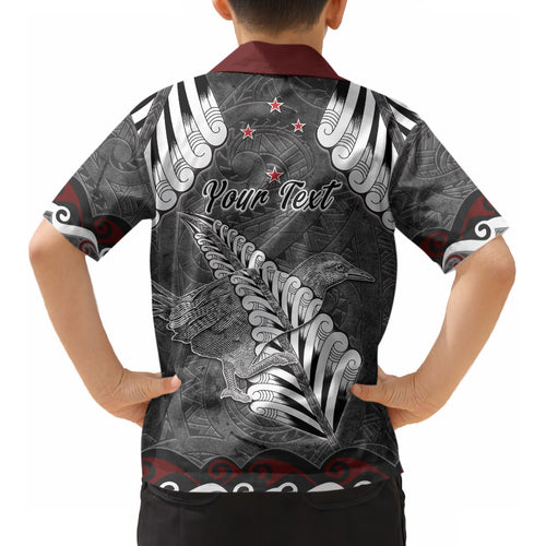 New Zealand Weka Personalised Kid Hawaiian Shirt Aotearoa Hen Silver Fern Maori Pattern LT22