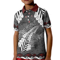 New Zealand Weka Personalised Kid Polo Shirt Aotearoa Hen Silver Fern Maori Pattern