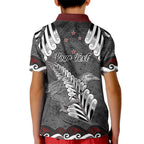 New Zealand Weka Personalised Kid Polo Shirt Aotearoa Hen Silver Fern Maori Pattern