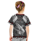 New Zealand Weka Personalised Kid T Shirt Aotearoa Hen Silver Fern Maori Pattern