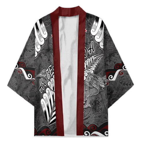 New Zealand Weka Personalised Kimono Aotearoa Hen Silver Fern Maori Pattern