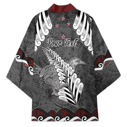 New Zealand Weka Personalised Kimono Aotearoa Hen Silver Fern Maori Pattern
