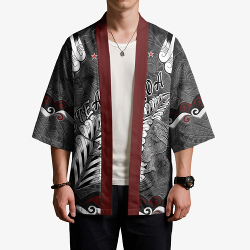 New Zealand Weka Personalised Kimono Aotearoa Hen Silver Fern Maori Pattern